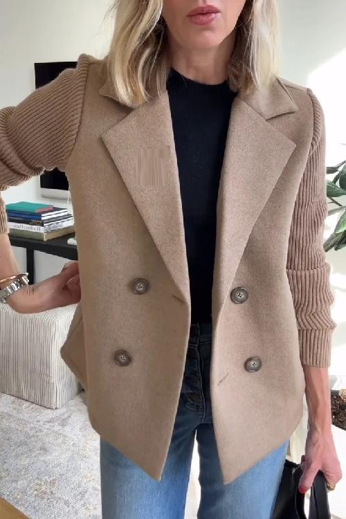 Women's temperament woolen patchwork jacket