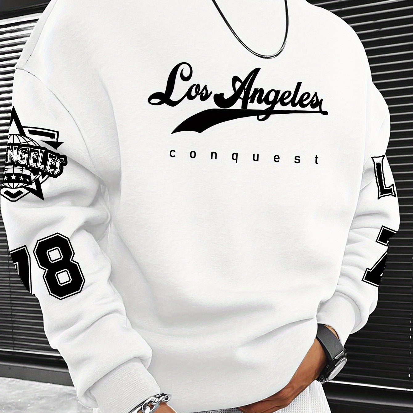 European and American Adult Fashion Letter City Name Pattern Print Casual Crew Neck Sweatshirt