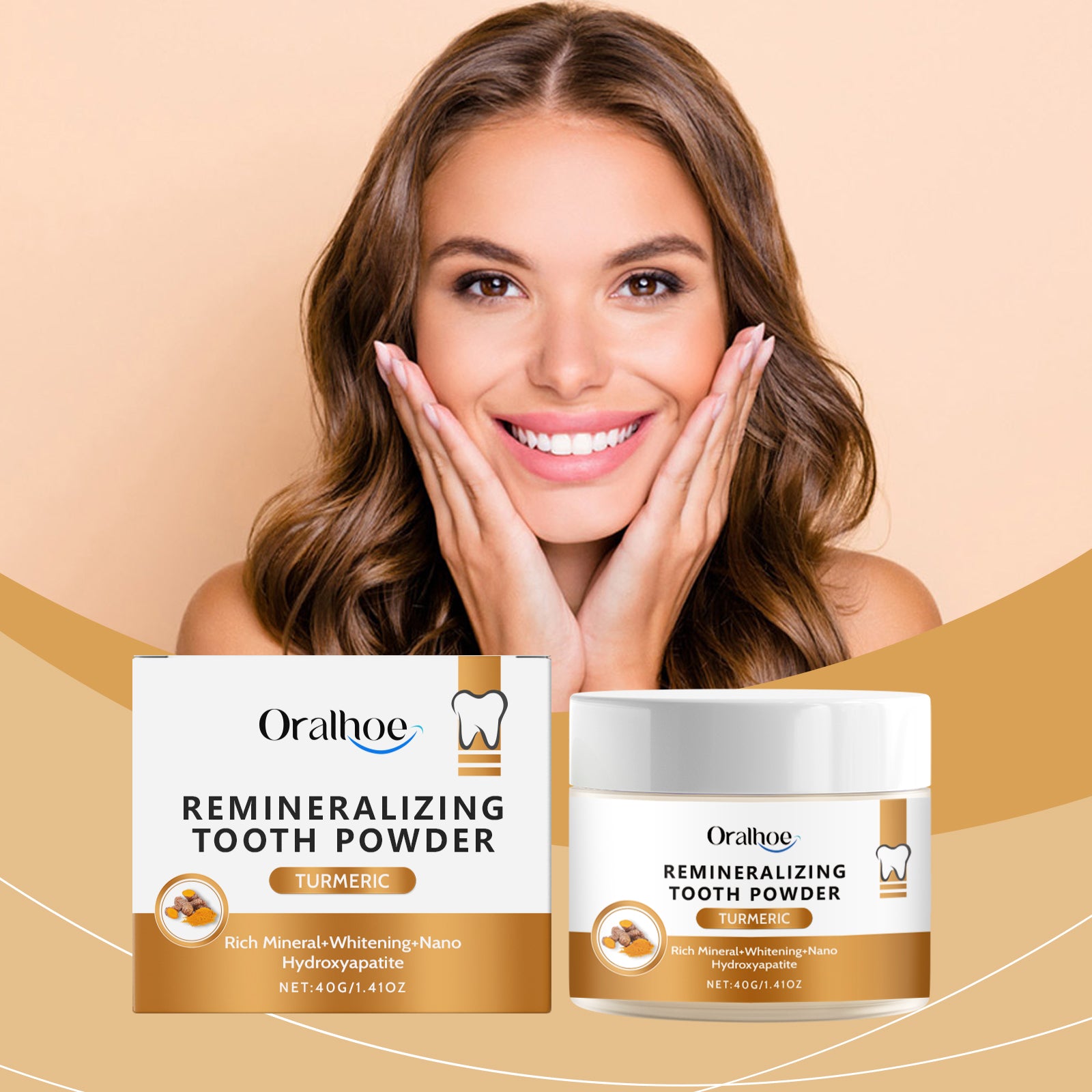 Oralhoe Turmeric Tooth Cleaning Powder Gently Cleans Teeth Tartar Daily Care Teeth Cleaning Powder
