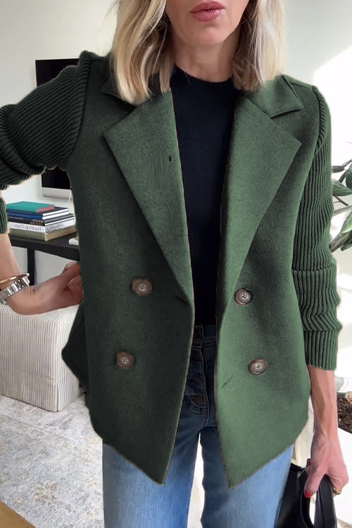 Women's temperament woolen patchwork jacket