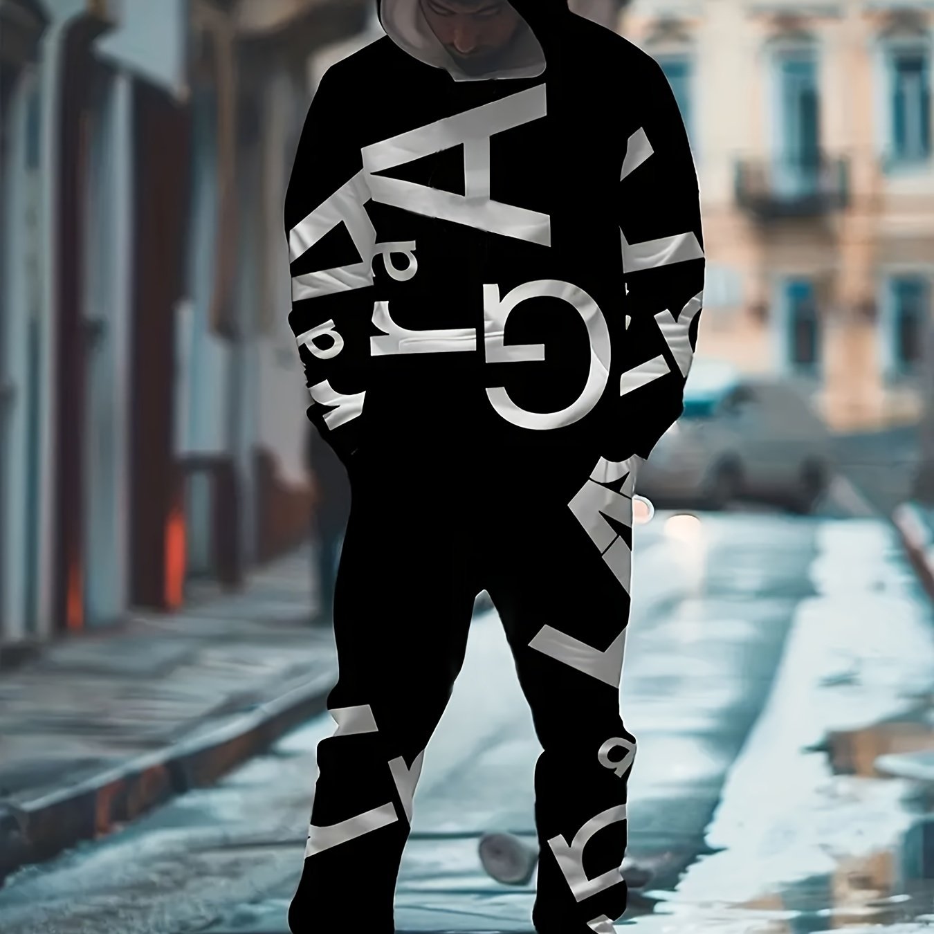 Spring Comfort, Men's Vintage-Inspired Lightweight Athletic Set - Hooded Long Sleeve Sweatshirt & Joggers, Perfect for Spring/Fall Casual Wear