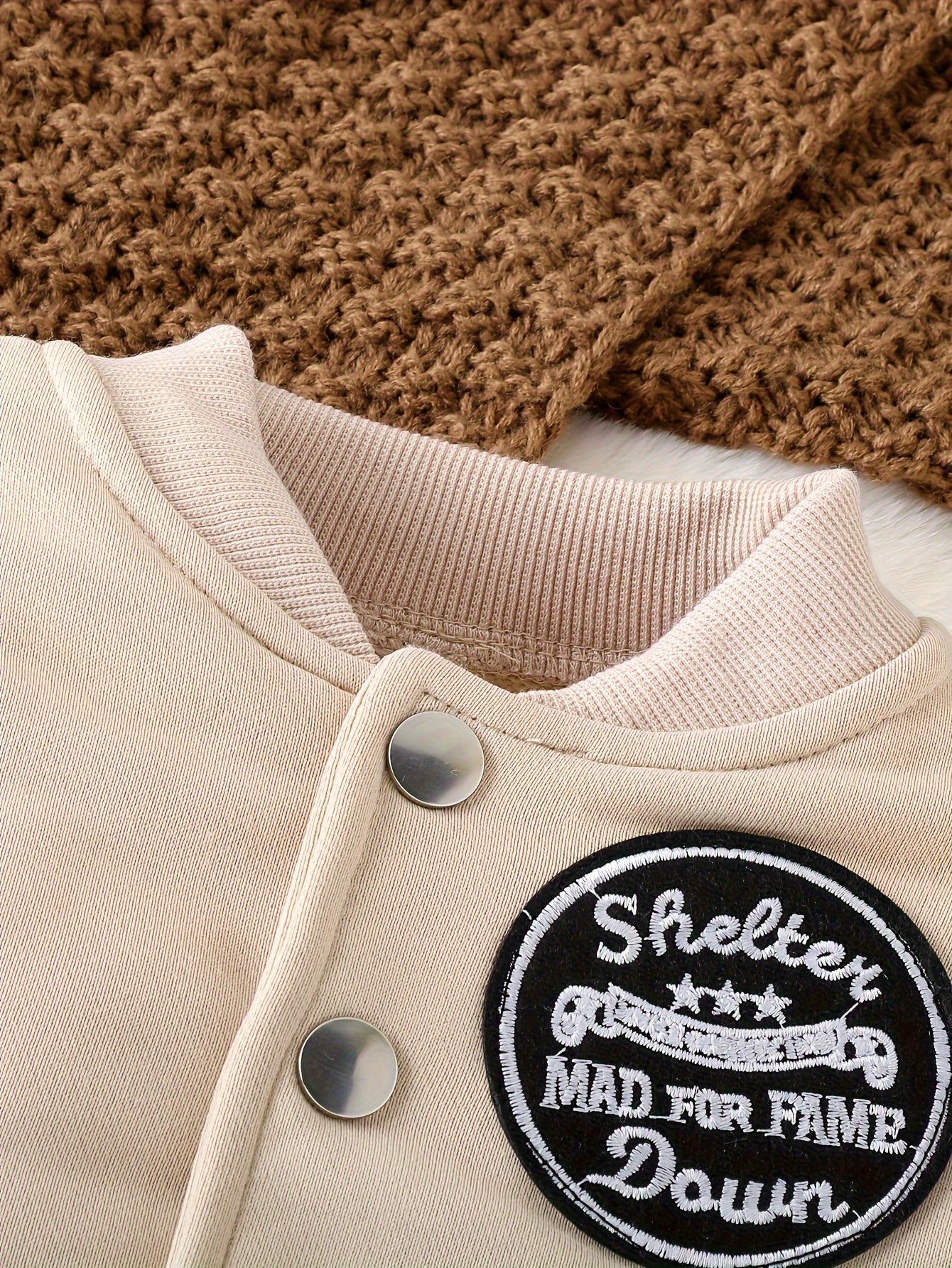 Boys' 2pcs Fall/Winter Outfit Set, Cotton & Polyester Blend, Long Sleeve Knit Sweater with Alphabet Applique, Regular Fit Pants, Casual Alphabet Pattern, Machine Washable, Outdoor Clothing, for Outdoor