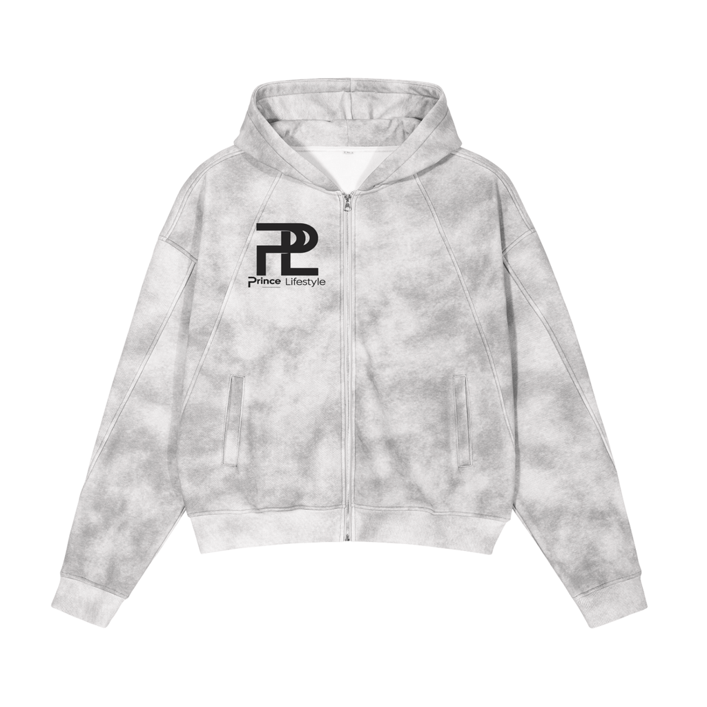 Dirty Washed Zip-Up Fleece Hoodie