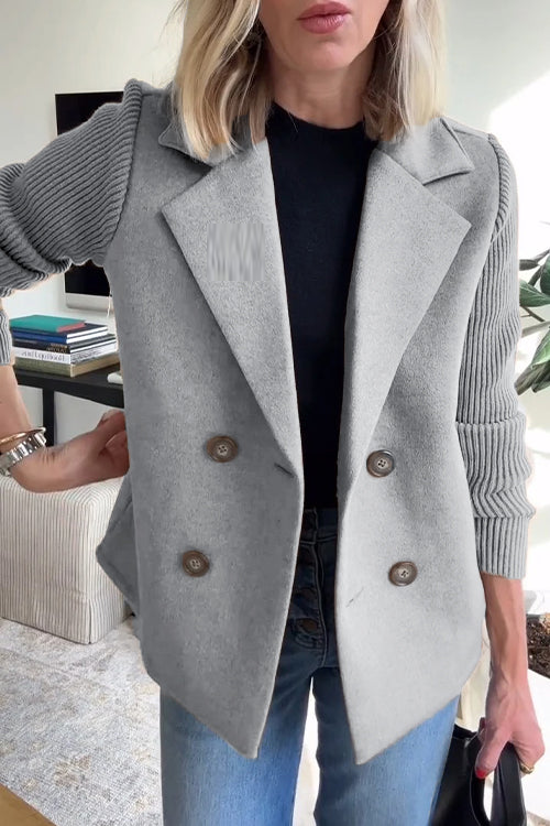 Women's temperament woolen patchwork jacket