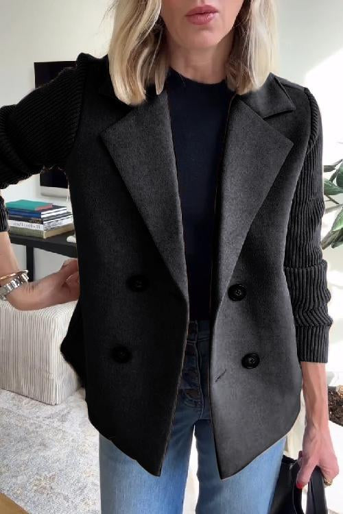 Women's temperament woolen patchwork jacket