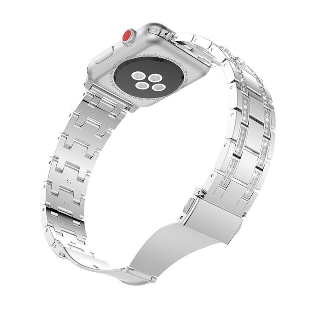 Glaring Diamond Stainless Steel Watchband Link Strap Bracelet Band For Apple Watch 38/42/40/44mm Series 1/2/3/4 Women/Girl