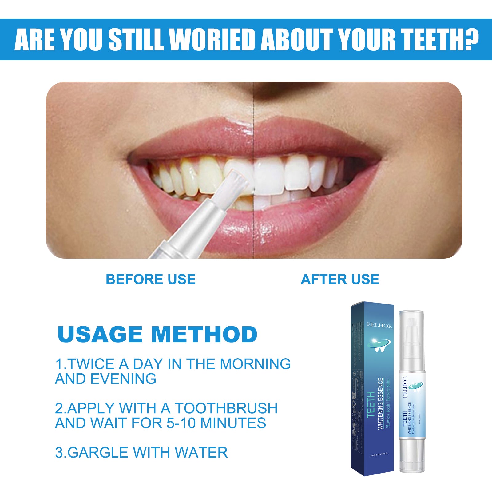 EELHOE Teeth Cleaning Pen Deep Clean White Teeth Fresh Breath Clean Mouth Clean Plaque Clean