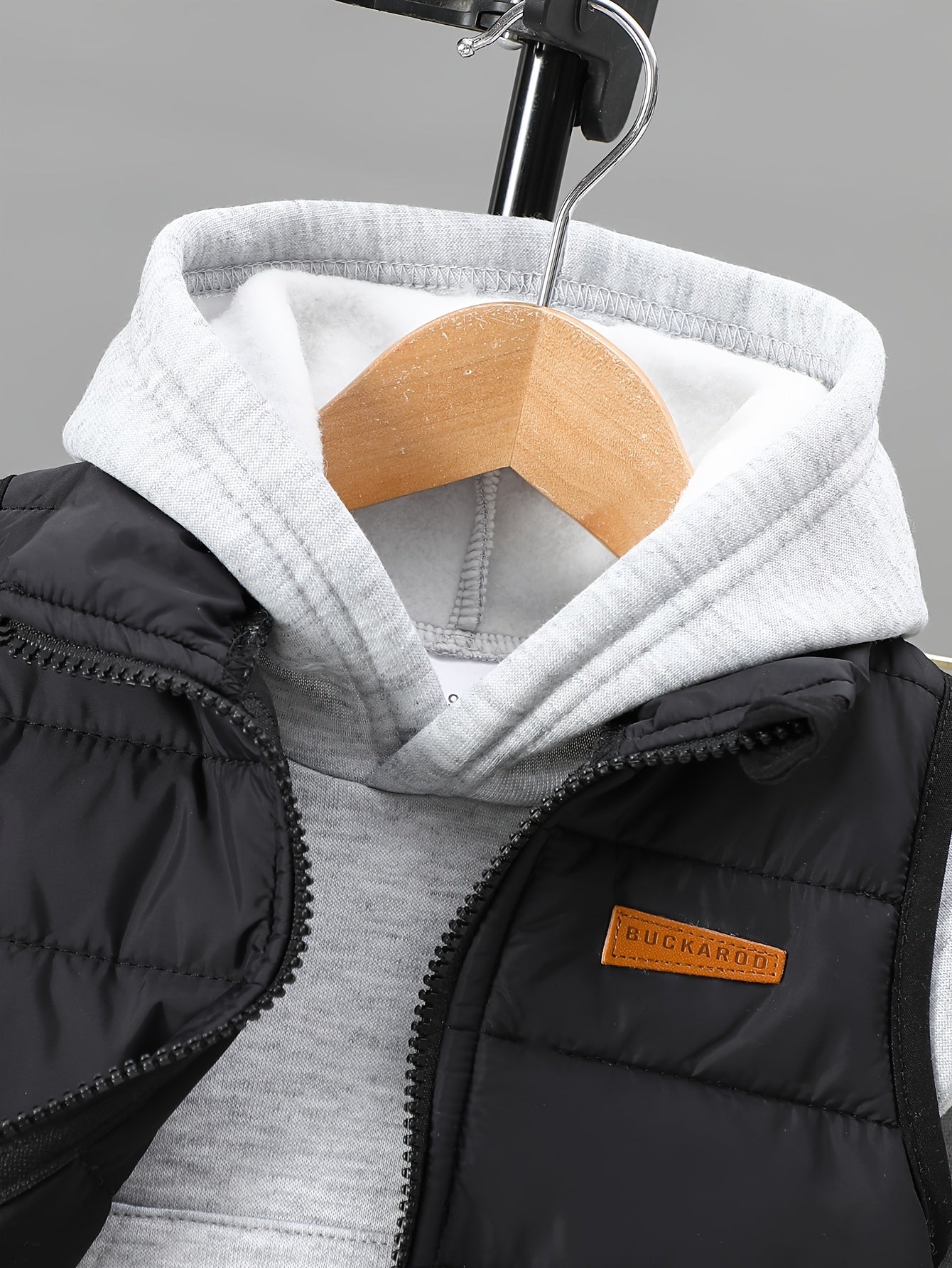 Boys' 3pcs Fall/Winter Outfit Set - Casual Zip Vest, Hoodie & Pants in Solid Color Gray - for Ages 0-3, Perfect for Outdoor