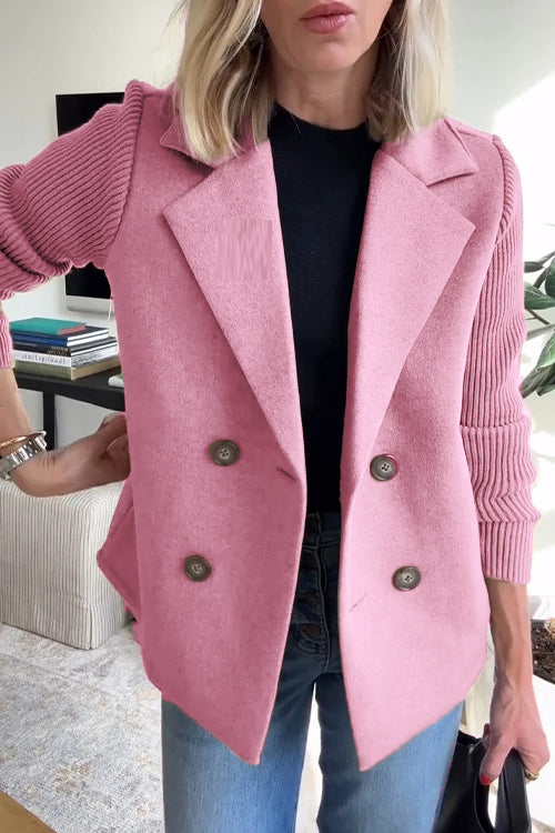 Women's temperament woolen patchwork jacket