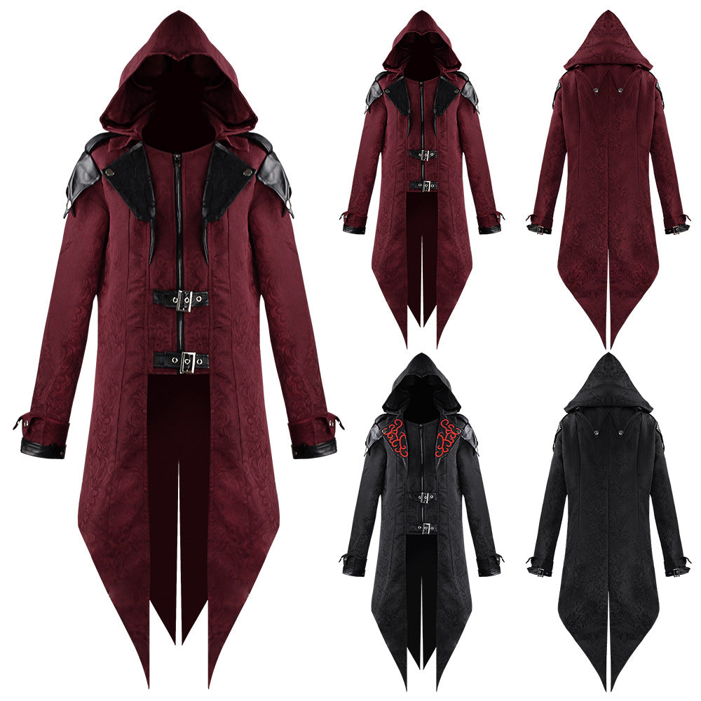 Halloween retro patchwork jacket men's gothic dark costume