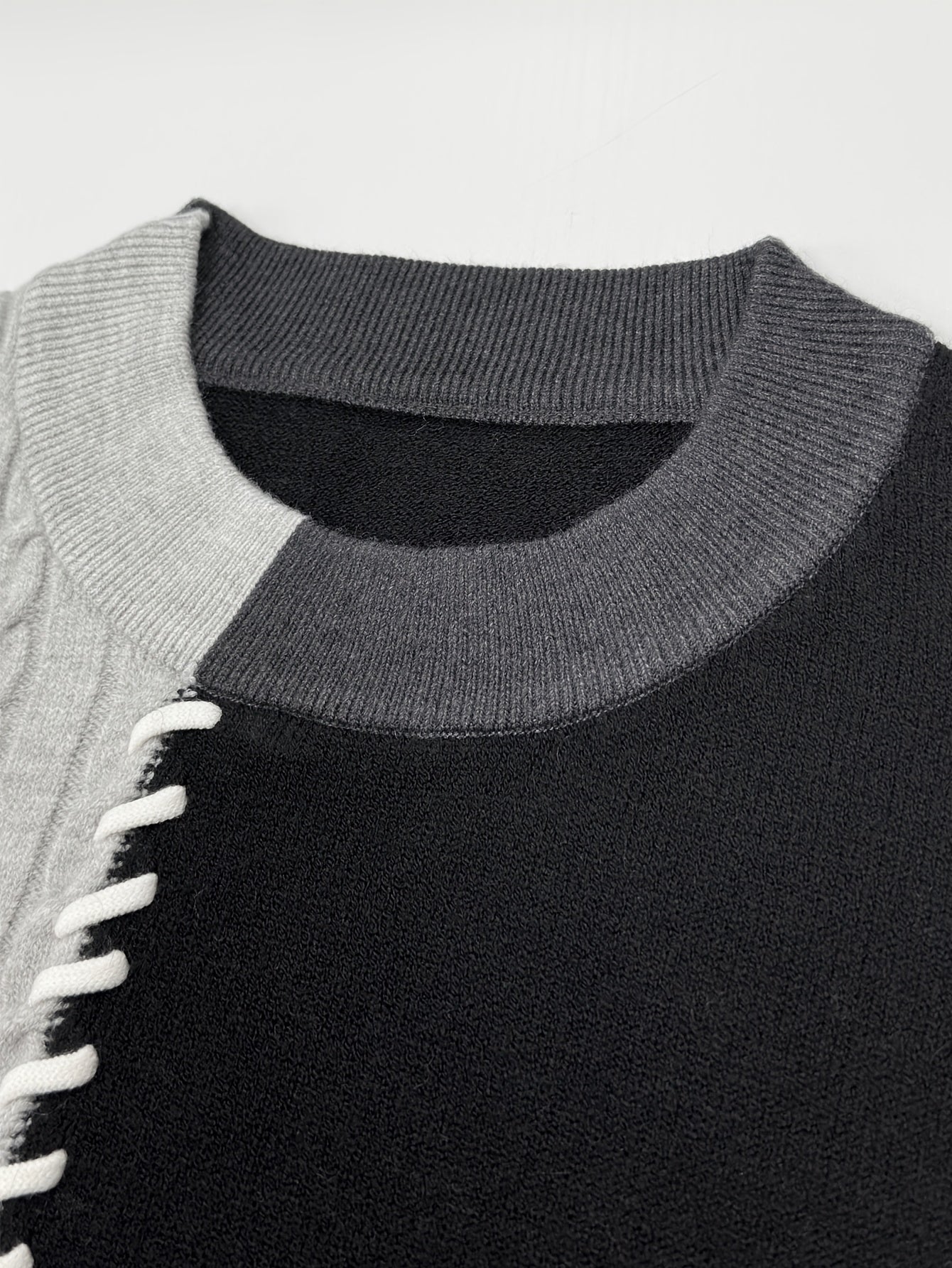 Men's & Teen ' Color Block Sweater - Winter Warm Long Sleeve Round Neck Casual Blazer Suit Jacket, Machine Washable Color-Block Sweaters for, Office & Daily Wear (Autumn/Spring) - Regular Fit