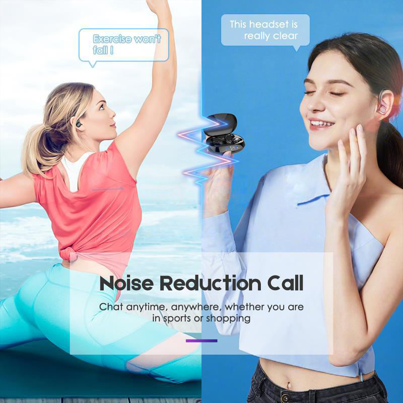 TWS True Wireless Bluetooth Headset 5.0 Digital Display Charging Bin Hanging Ear Sports Headset VV2