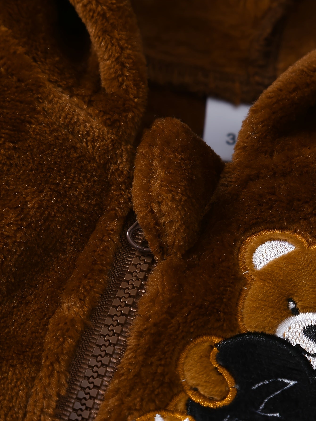 3pcs Baby Boy Winter Outfit Set, Cute Cartoon Bear Embroidery, Warm Reversible Fleece Long Sleeve Sweatshirt, Soft Plush Hooded Zip Vest, Stretchy Warm Pants, Polyester 100%, Crew Neck, Color Block, Knit Fabric, Regular Fit -