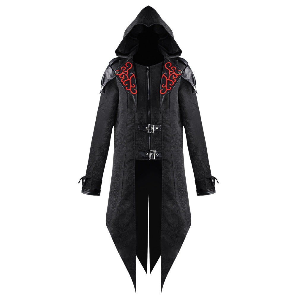 Halloween retro patchwork jacket men's gothic dark costume