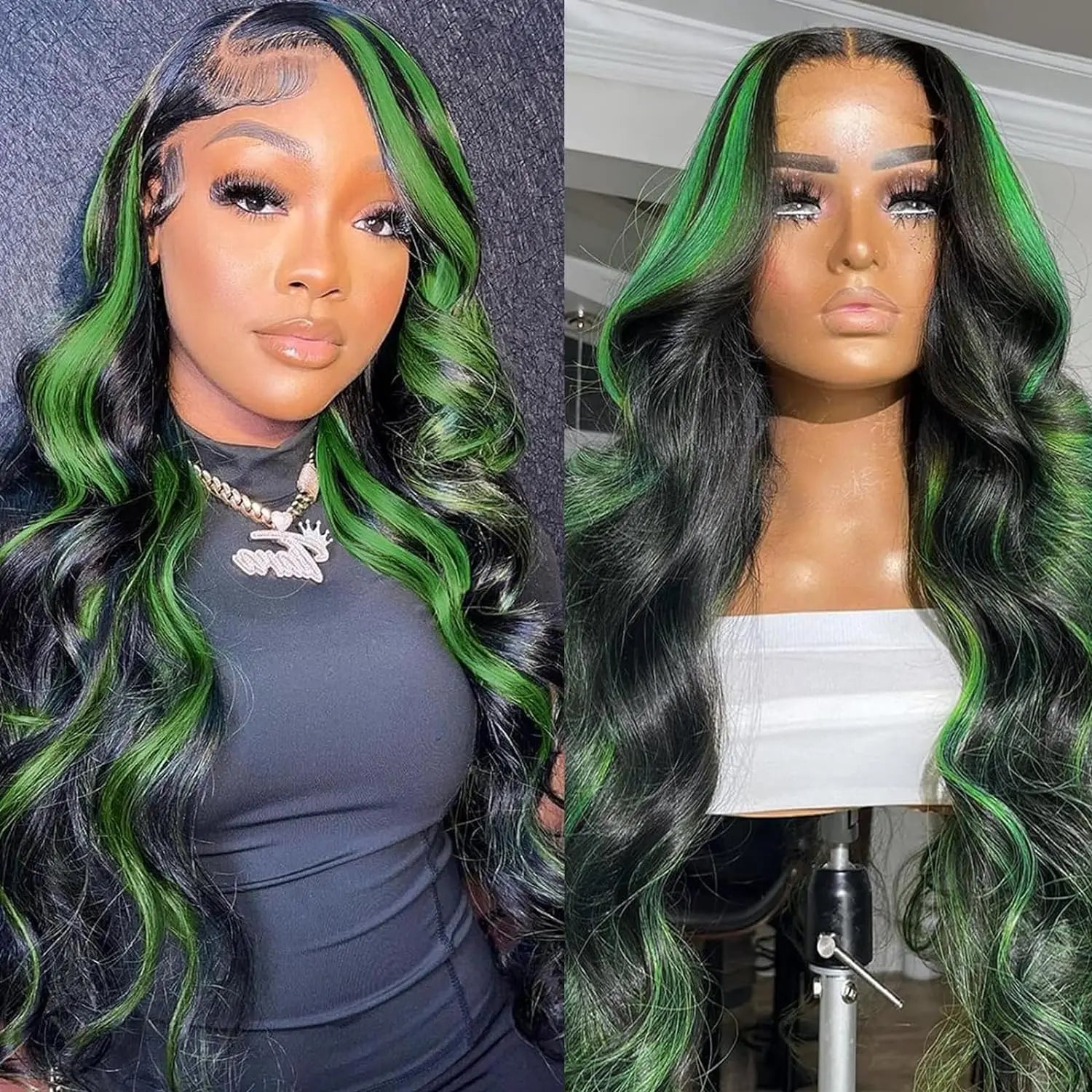 13X6 Lace Front Wig Highlight Black with Red Blonde Wig Synthetic 13x4 Lace Front Wigs Pre Plucked With Hairline Women's Wig