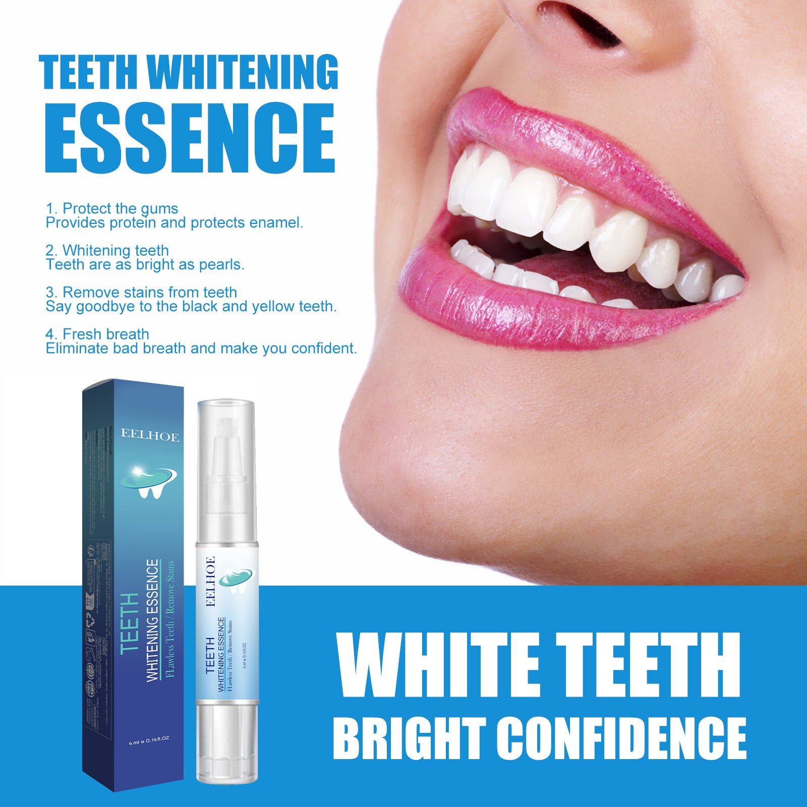 EELHOE Teeth Cleaning Pen Deep Clean White Teeth Fresh Breath Clean Mouth Clean Plaque Clean