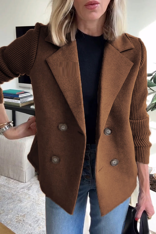 Women's temperament woolen patchwork jacket