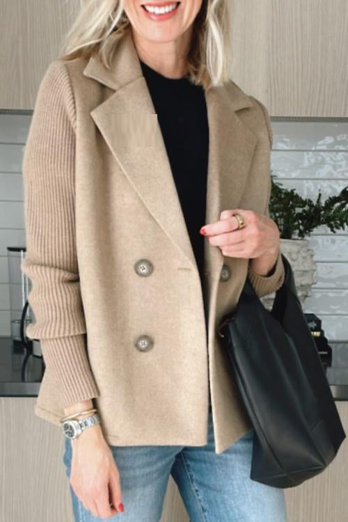 Women's temperament woolen patchwork jacket