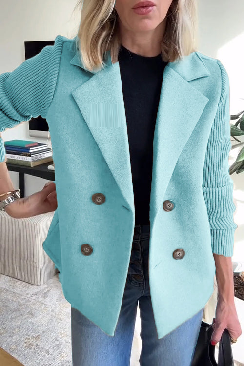 Women's temperament woolen patchwork jacket