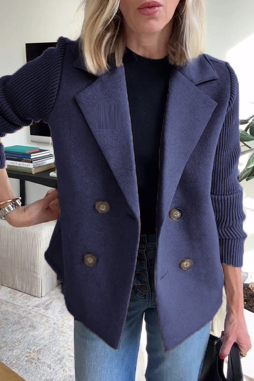 Women's temperament woolen patchwork jacket