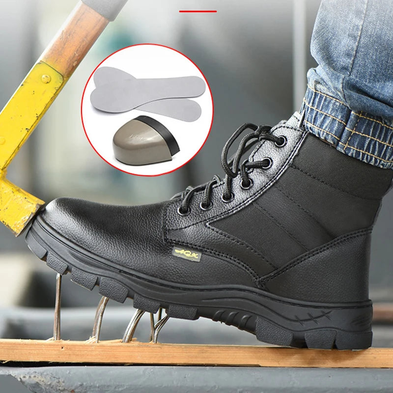 Men's Boots Safety Shoes Men Steel Toe Shoes Winter Boots Men Puncture-Proof Work Shoes Plush Warm Work Safety Boots Male Shoes