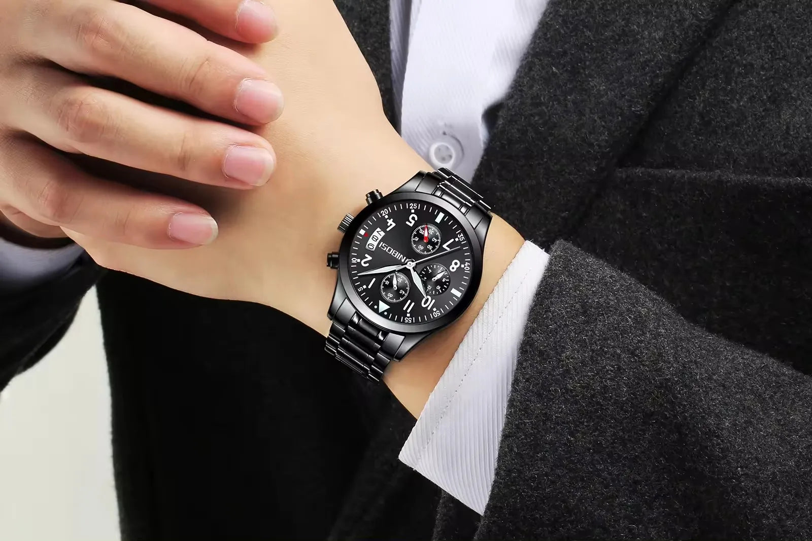 Nibosi 2303 Hot Sale Men's Quartz Watch Stainless Steel Casual Sports Watch Luminous Calendar Watch Waterproof Relogio Masculino