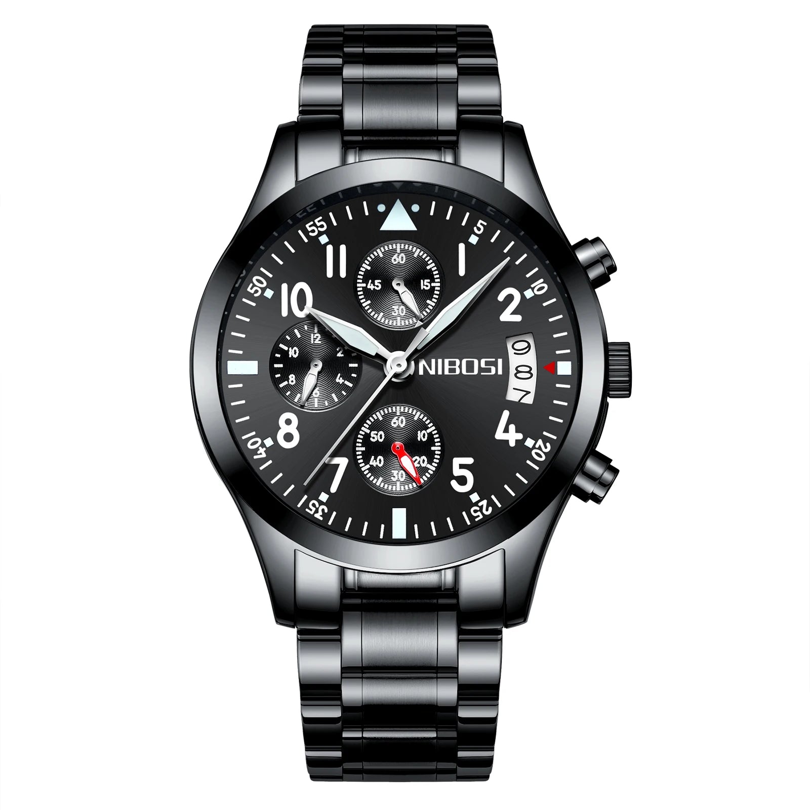 Nibosi 2303 Hot Sale Men's Quartz Watch Stainless Steel Casual Sports Watch Luminous Calendar Watch Waterproof Relogio Masculino