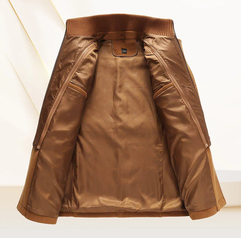 Autumn and Winter Fashion Double Collar Vertical Zipper Standard Men's Business Long Tweed Coat suit