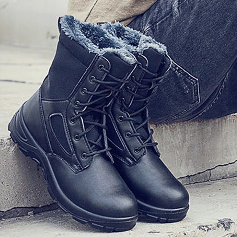 Men's Boots Safety Shoes Men Steel Toe Shoes Winter Boots Men Puncture-Proof Work Shoes Plush Warm Work Safety Boots Male Shoes