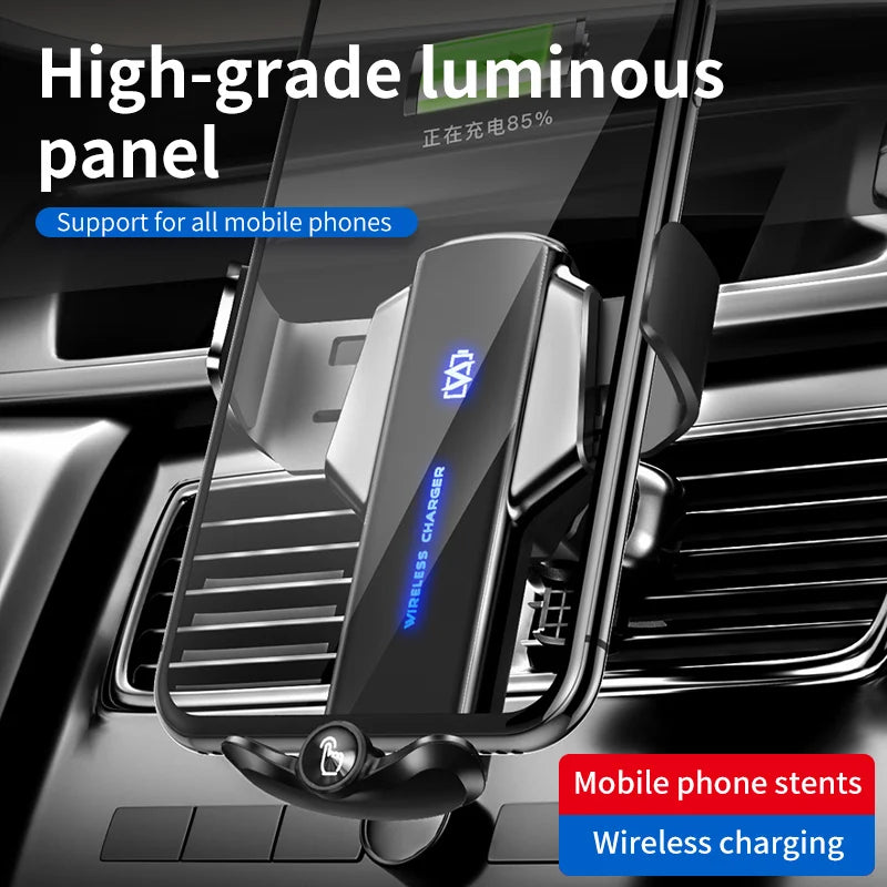 Custom Logo15w Quick Charge Wireless Car Charger Mount Automatic Clamp Coil Induction Gravity Holder TYPE-C 2024 New Product