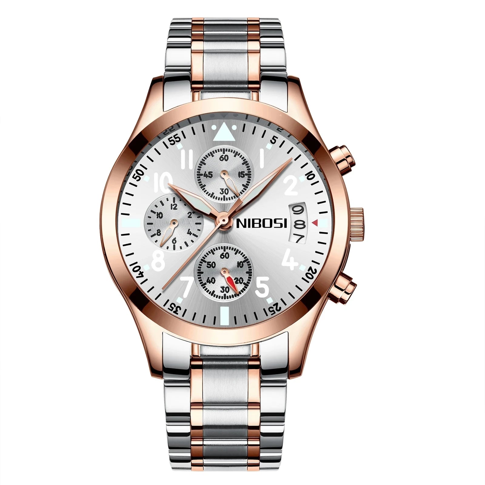 Nibosi 2303 Hot Sale Men's Quartz Watch Stainless Steel Casual Sports Watch Luminous Calendar Watch Waterproof Relogio Masculino