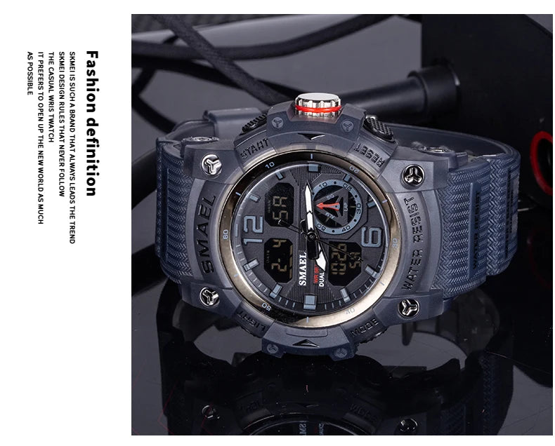 Military Watch Quartz Wristwatches Sport 50M Waterproof Alarm Clock Light Analog Digital Male Clocks 8007 Mens Watches Digital