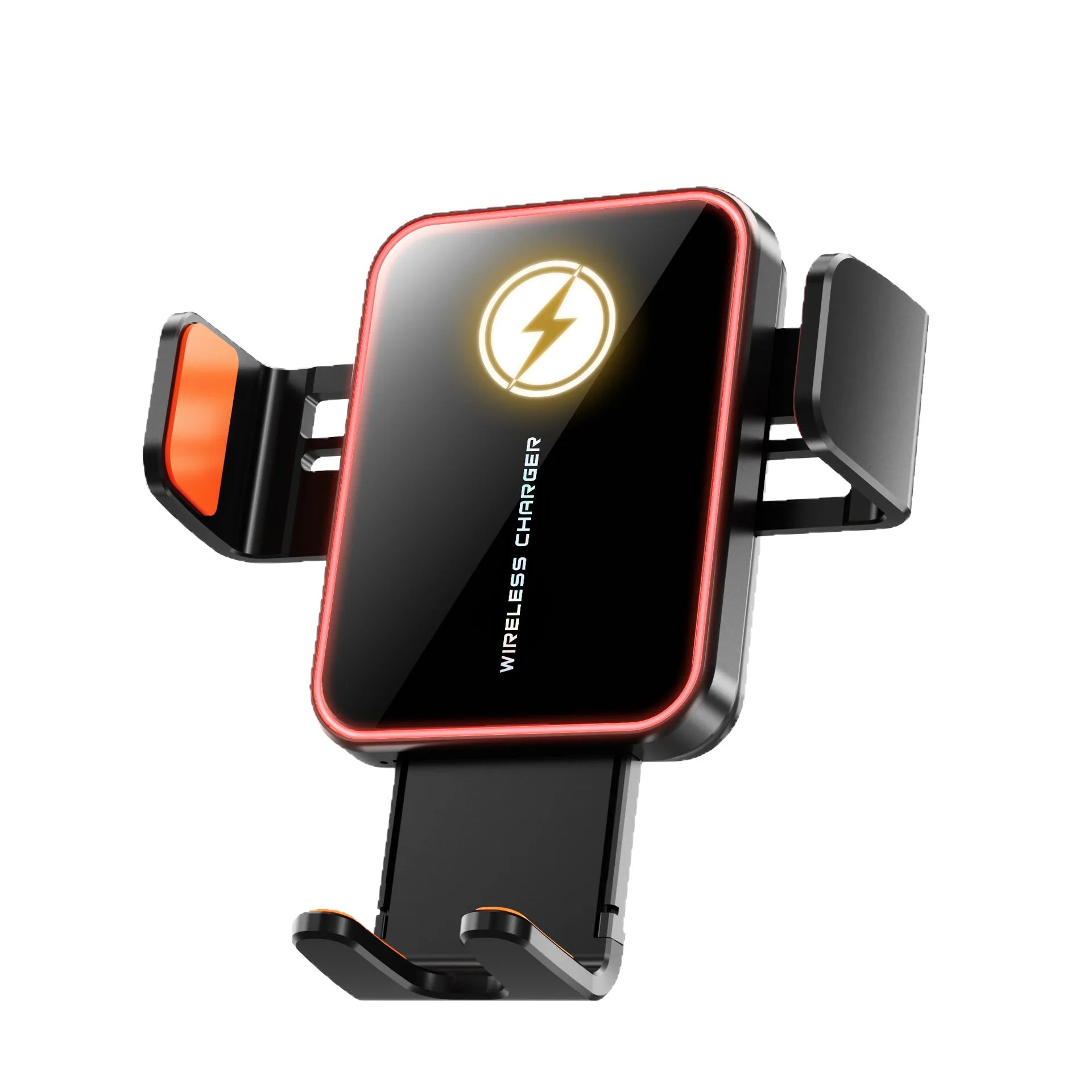 Small 15W Wireless Car Charging Holder with Automatic Clamping Phone Holder and LED Light Adjustment Button