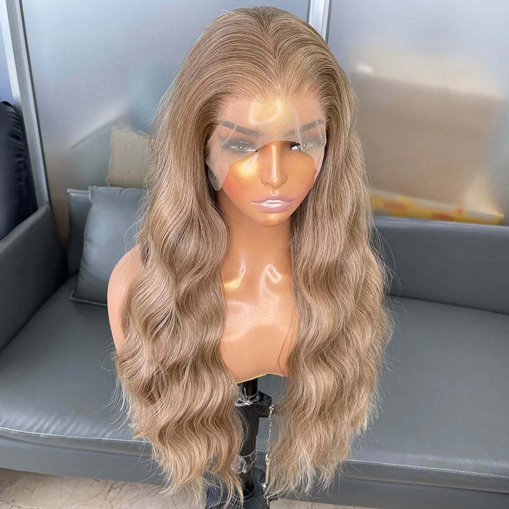 Long Body Wavy 13x6 Synthetic Lace Front Wigs for Black Women Highlight Color Heat Resistant Synthetic Hair Wigs