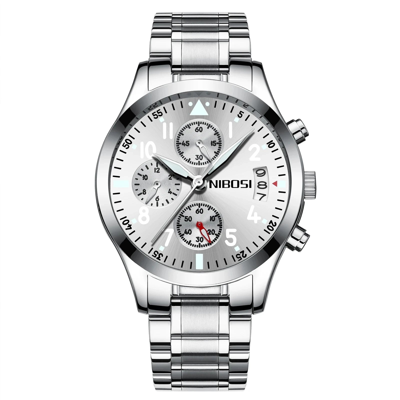 Nibosi 2303 Hot Sale Men's Quartz Watch Stainless Steel Casual Sports Watch Luminous Calendar Watch Waterproof Relogio Masculino