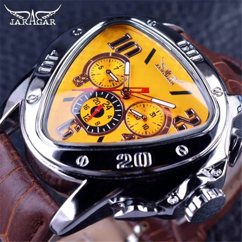 JARAGAR 951 Top Class Men's Mechanical Watches Design Leather Strap Three Needles Automatic Waterproof Mechanical Watch for Men