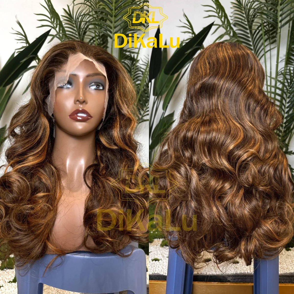250% Density Highlight Colored Human Hair Wigs Pre Plucked Virgin Hair Rose Wavy Wholesale 13x4 HD Transparent Lace Frontal Wigs