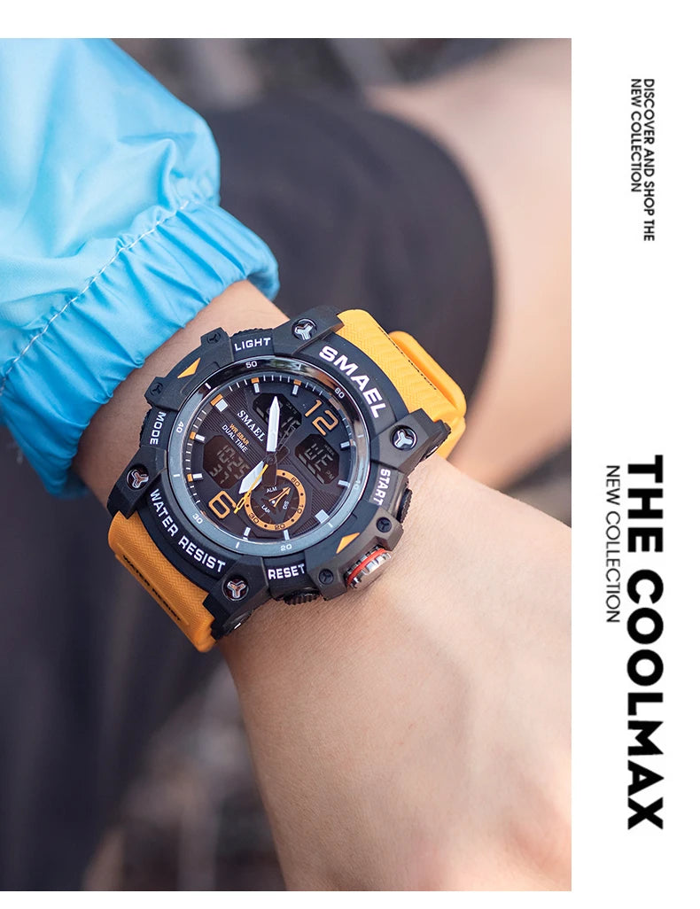 Military Watch Quartz Wristwatches Sport 50M Waterproof Alarm Clock Light Analog Digital Male Clocks 8007 Mens Watches Digital