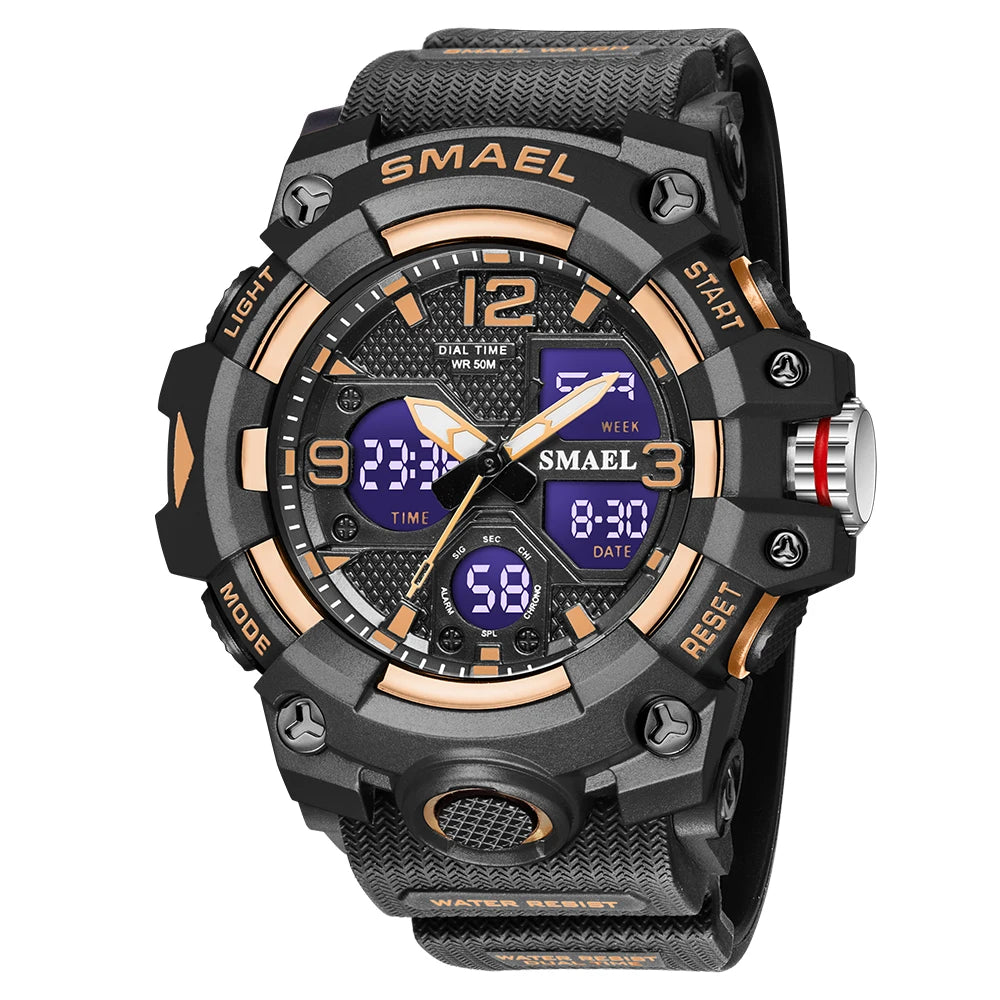 SMAEL Military Watch for men 50M Waterproof Clock Male S Shock 8008 electronics Digital Watches LED Men's Watches Military Army