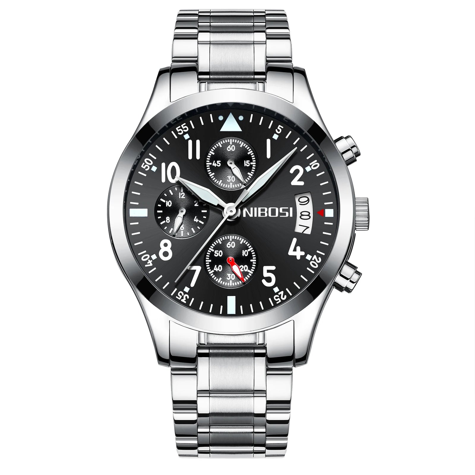 Nibosi 2303 Hot Sale Men's Quartz Watch Stainless Steel Casual Sports Watch Luminous Calendar Watch Waterproof Relogio Masculino