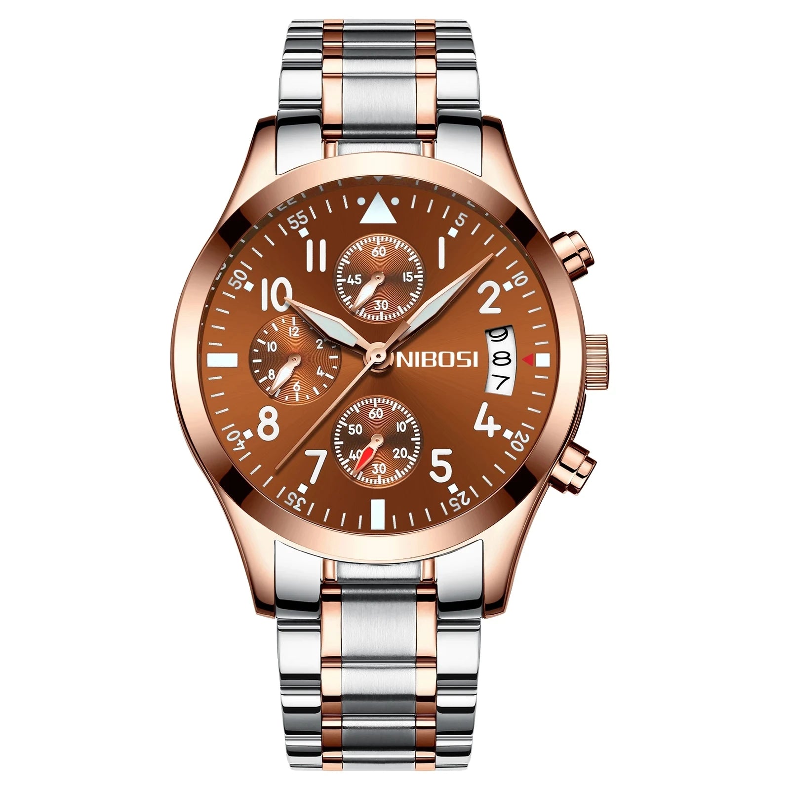 Nibosi 2303 Hot Sale Men's Quartz Watch Stainless Steel Casual Sports Watch Luminous Calendar Watch Waterproof Relogio Masculino