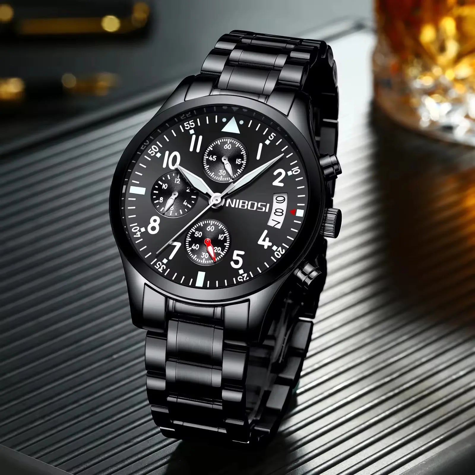 Nibosi 2303 Hot Sale Men's Quartz Watch Stainless Steel Casual Sports Watch Luminous Calendar Watch Waterproof Relogio Masculino