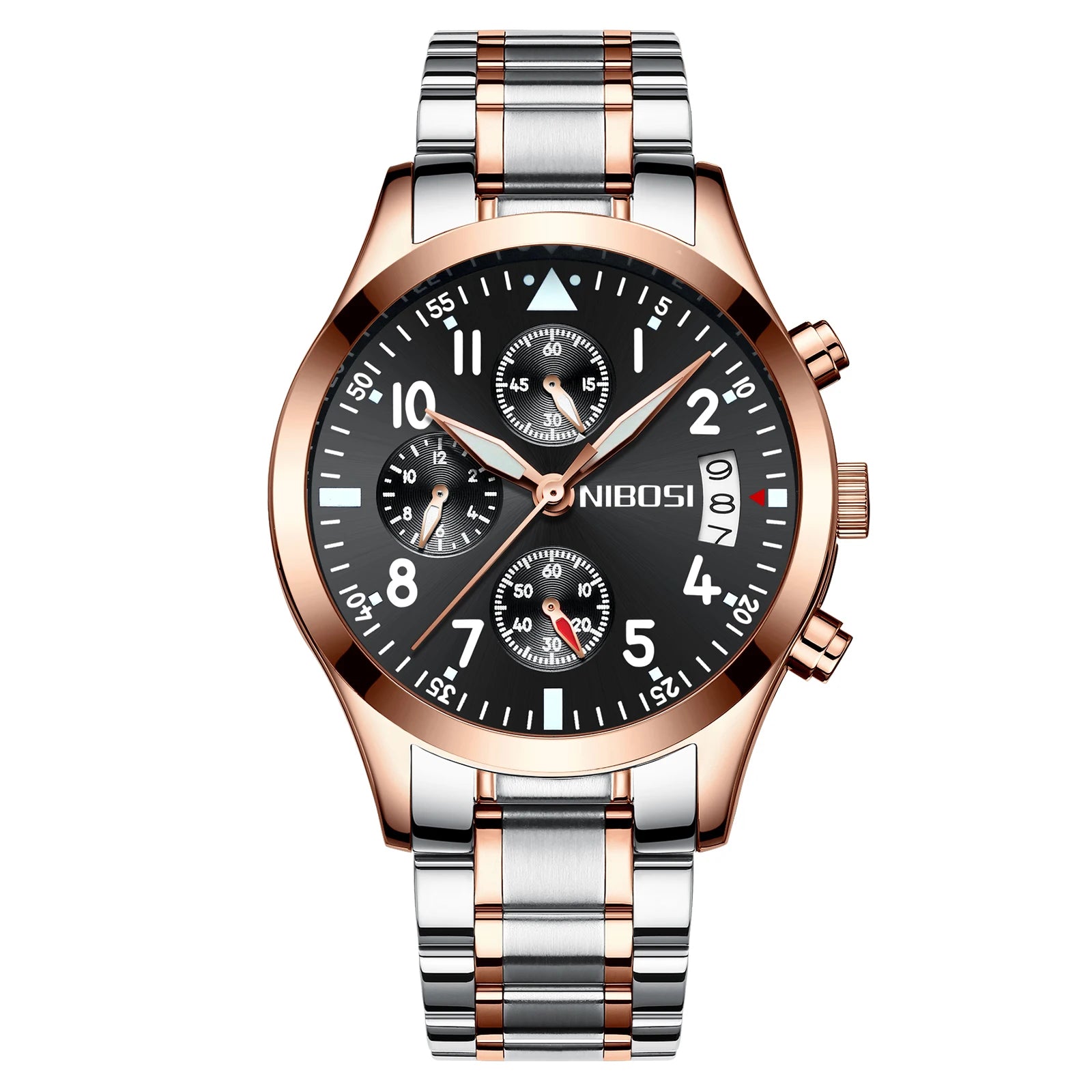 Nibosi 2303 Hot Sale Men's Quartz Watch Stainless Steel Casual Sports Watch Luminous Calendar Watch Waterproof Relogio Masculino