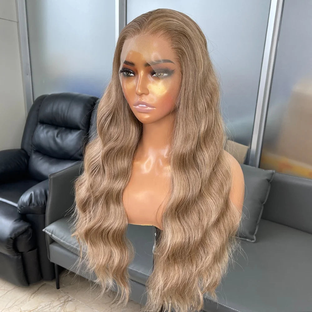 Long Body Wavy 13x6 Synthetic Lace Front Wigs for Black Women Highlight Color Heat Resistant Synthetic Hair Wigs