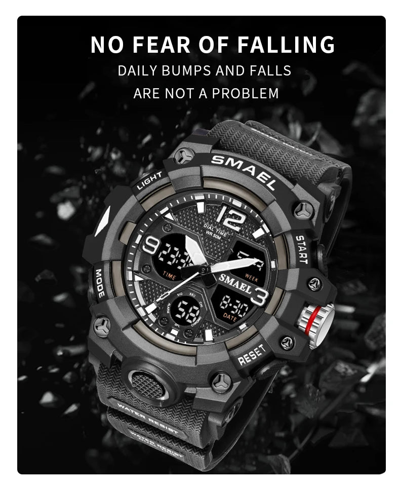 SMAEL Military Watch for men 50M Waterproof Clock Male S Shock 8008 electronics Digital Watches LED Men's Watches Military Army