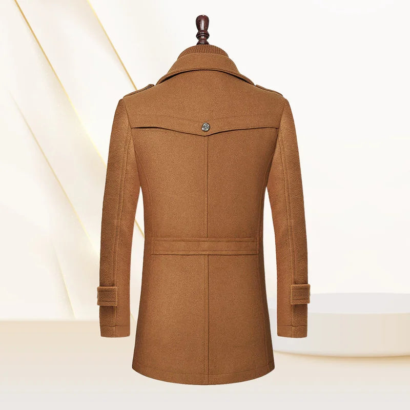 Autumn and Winter Fashion Double Collar Vertical Zipper Standard Men's Business Long Tweed Coat suit