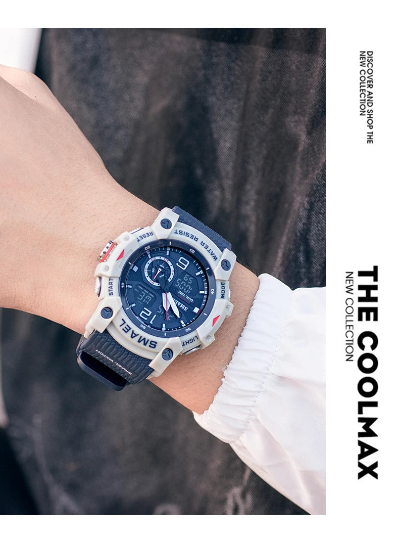 Military Watch Quartz Wristwatches Sport 50M Waterproof Alarm Clock Light Analog Digital Male Clocks 8007 Mens Watches Digital