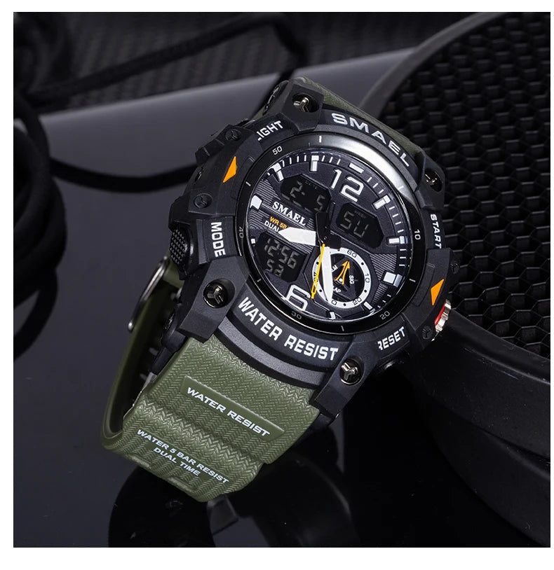 Military Watch Quartz Wristwatches Sport 50M Waterproof Alarm Clock Light Analog Digital Male Clocks 8007 Mens Watches Digital