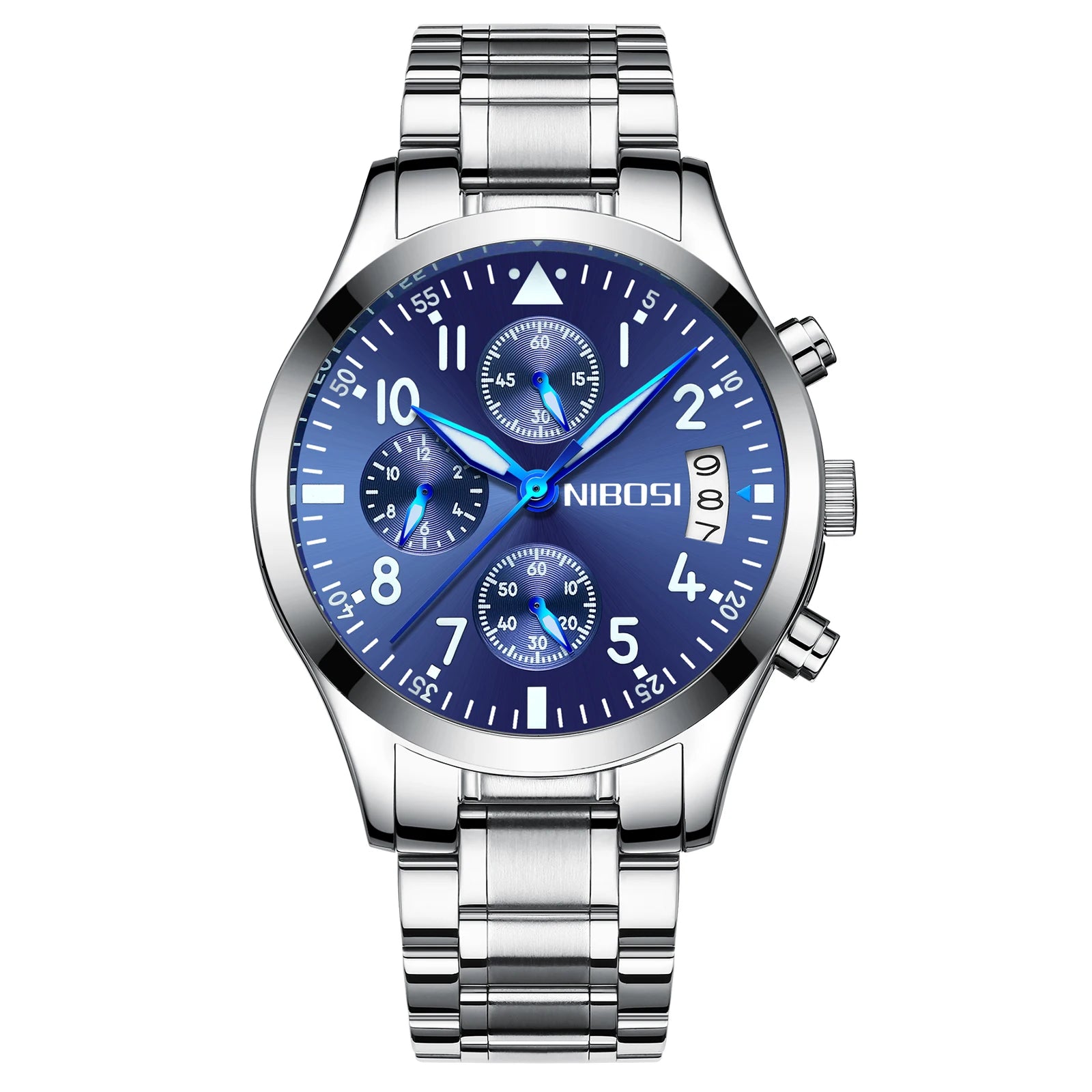 Nibosi 2303 Hot Sale Men's Quartz Watch Stainless Steel Casual Sports Watch Luminous Calendar Watch Waterproof Relogio Masculino