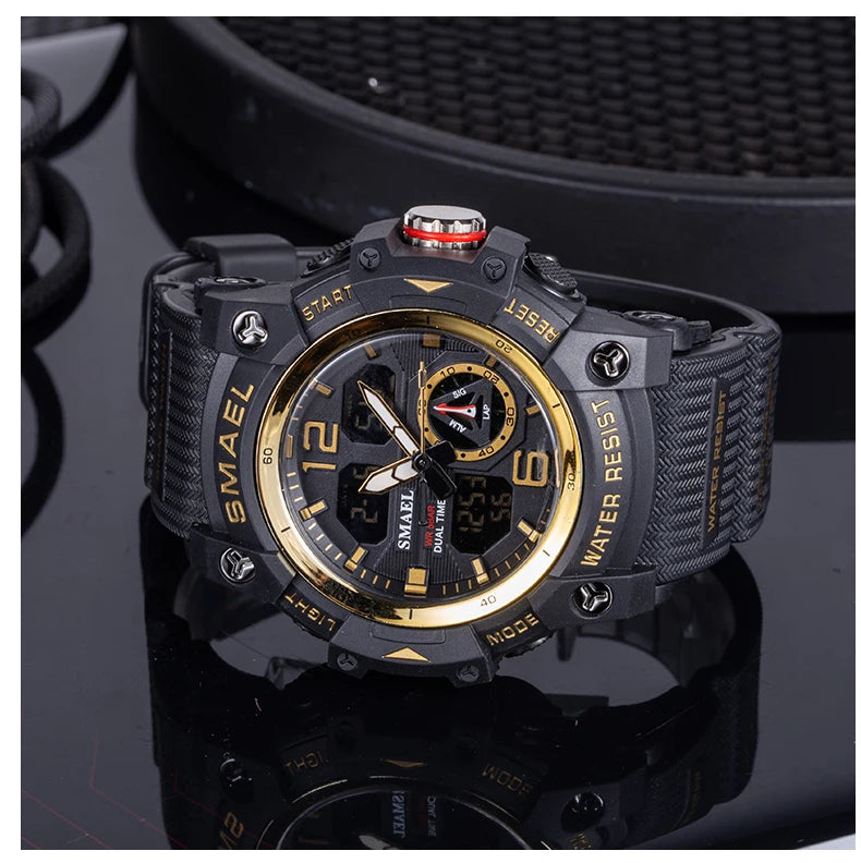 Military Watch Quartz Wristwatches Sport 50M Waterproof Alarm Clock Light Analog Digital Male Clocks 8007 Mens Watches Digital